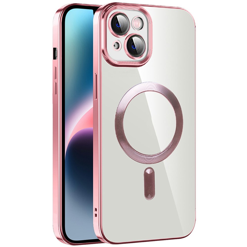 For iPhone 15 Case Compatible with MagSafe TPU + PC Clear Back Cover - Pink