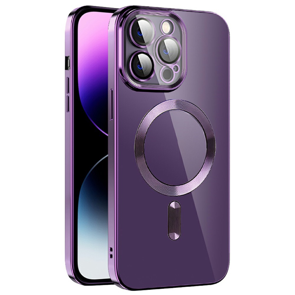 For iPhone 15 Pro Case Compatible with MagSafe TPU + PC Clear Back Cover - Purple
