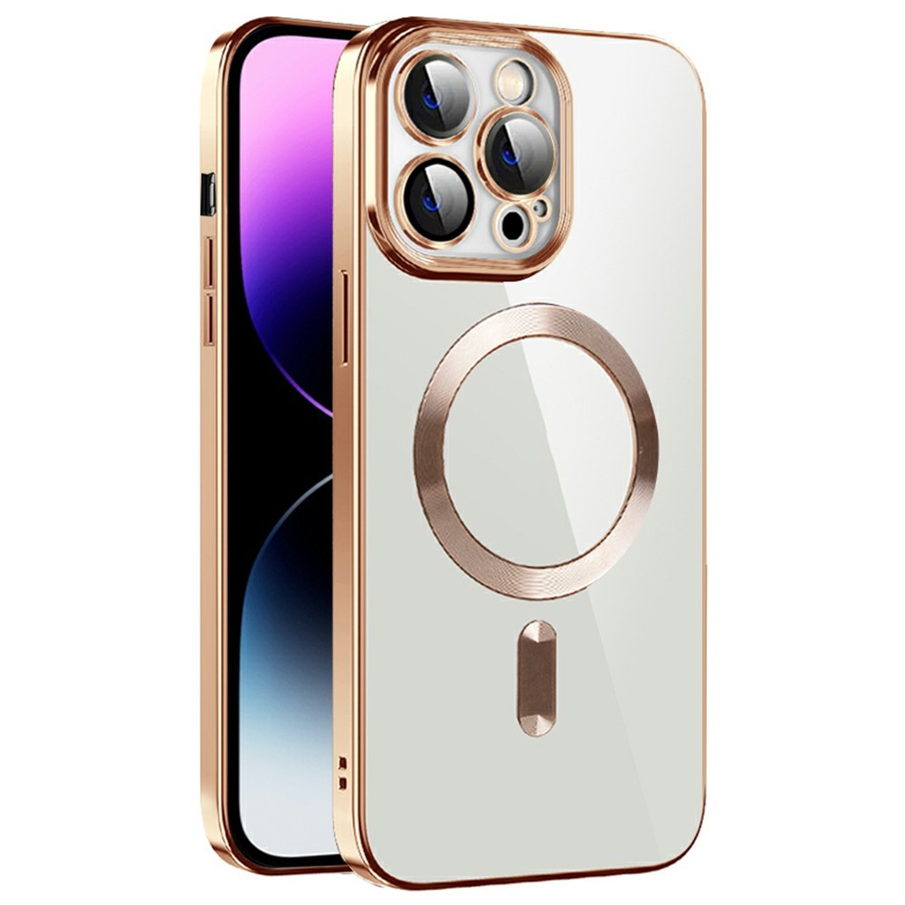 For iPhone 15 Pro Max Case Compatible with MagSafe TPU + PC Clear Back Cover - Gold