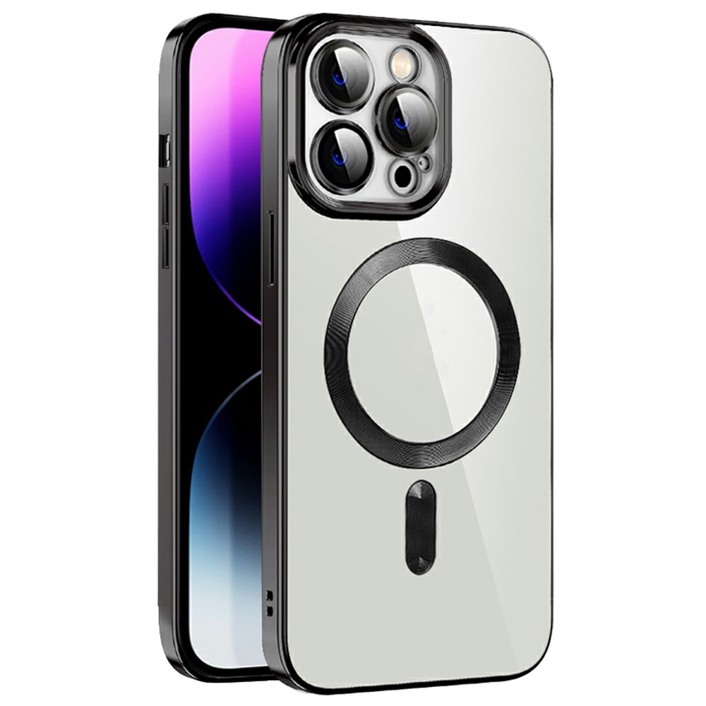 For iPhone 15 Pro Max Case Compatible with MagSafe TPU + PC Clear Back Cover - Black