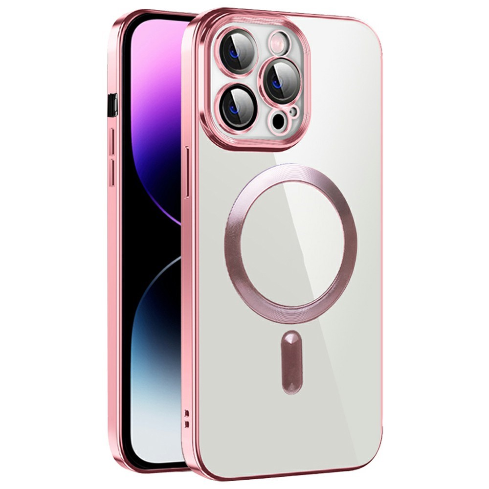 For iPhone 15 Pro Max Case Compatible with MagSafe TPU + PC Clear Back Cover - Pink