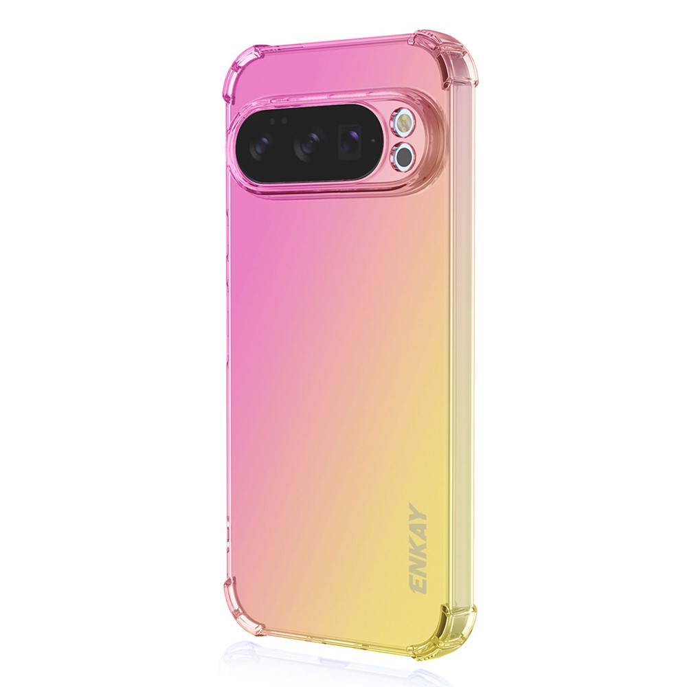 For Google Pixel 10 Pro XL TPU Case ENKAY Thickened Four Corner Drop-proof Phone Back Cover - Pink / Gold