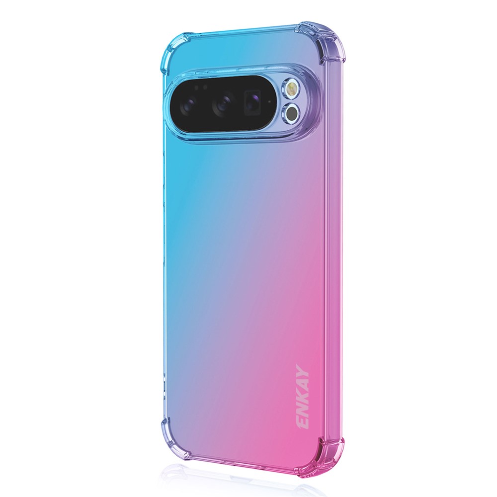 For Google Pixel 10 Pro XL TPU Case ENKAY Thickened Four Corner Drop-proof Phone Back Cover - Blue / Pink