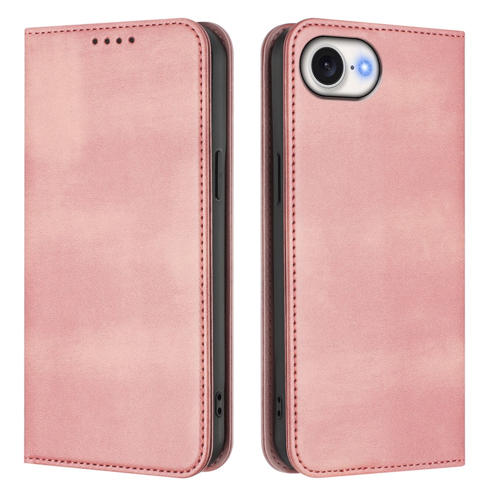 For iPhone 16e Wallet Cases Retro Texture RFID Blocking Leather Phone Cover - Pink
