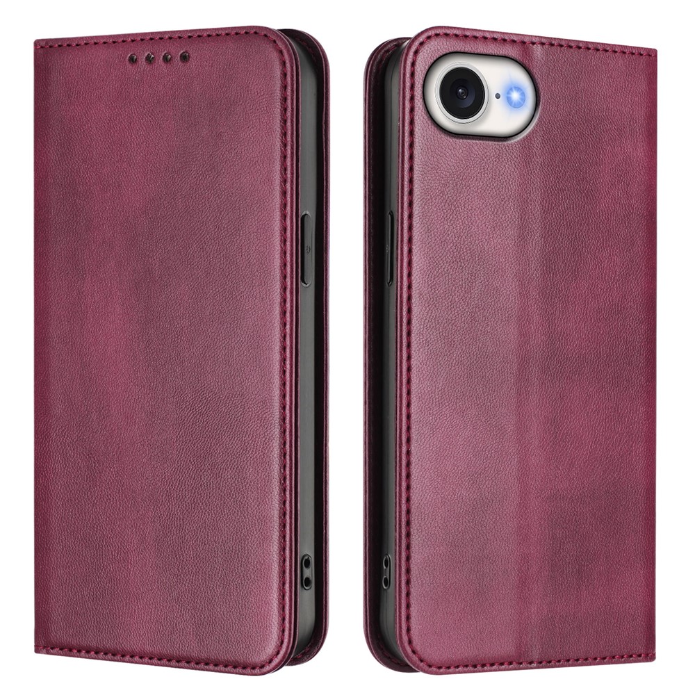 For iPhone 16e Wallet Cases Retro Texture RFID Blocking Leather Phone Cover - Wine Red