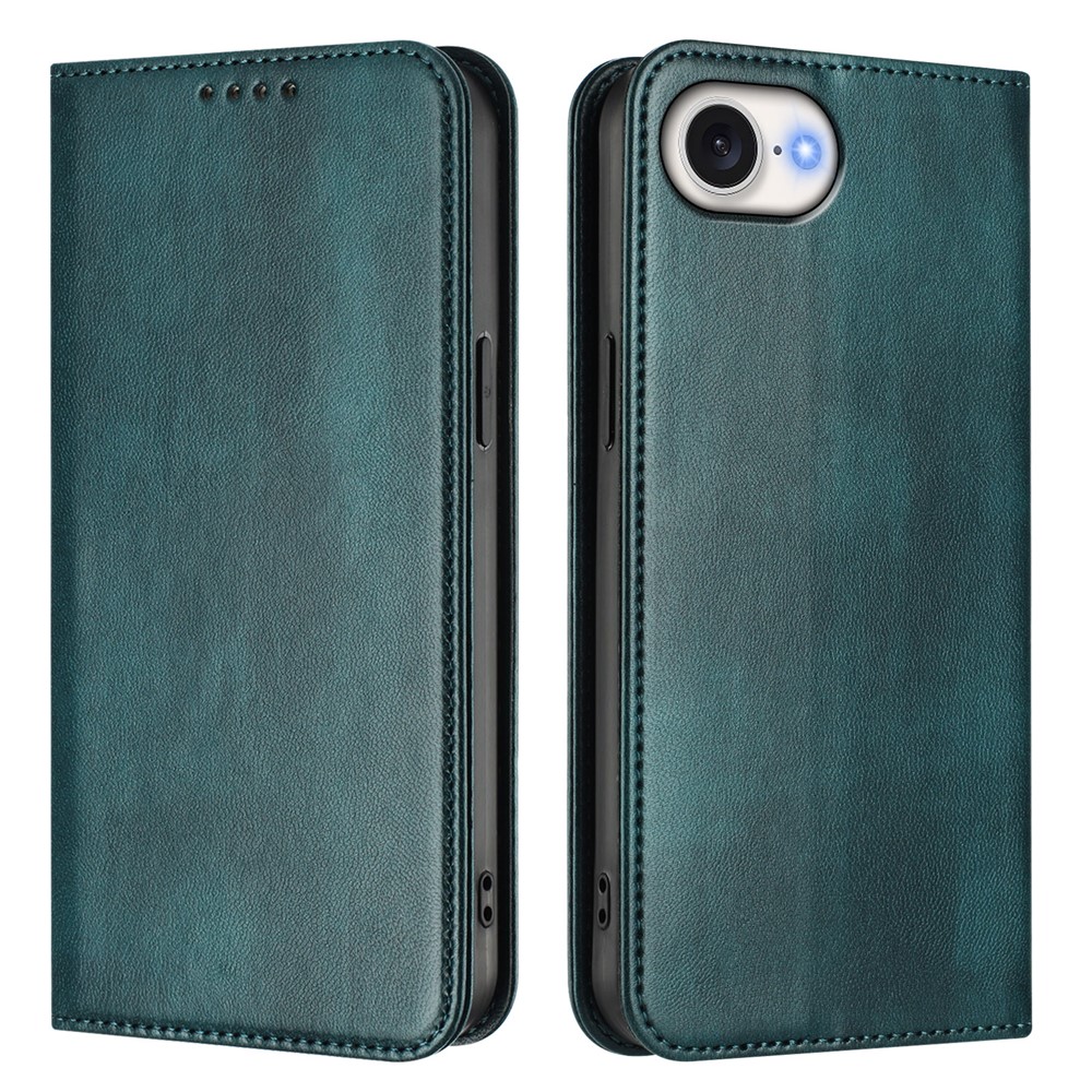 For iPhone 16e Wallet Cases Retro Texture RFID Blocking Leather Phone Cover - Dark Green