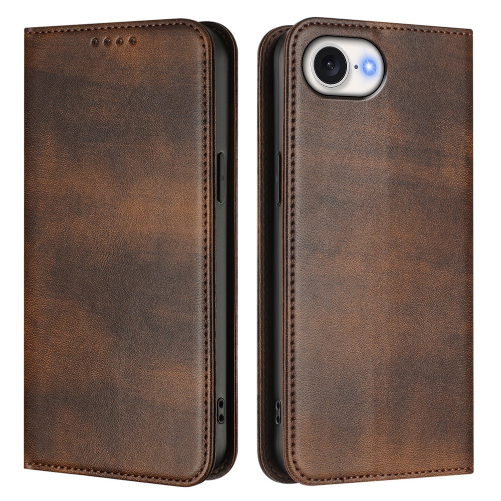 For iPhone 16e Wallet Cases Retro Texture RFID Blocking Leather Phone Cover - Brown