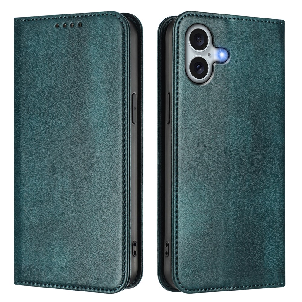 For iPhone 16 Plus Wallet Cases Retro Texture RFID Blocking Leather Phone Cover - Dark Green