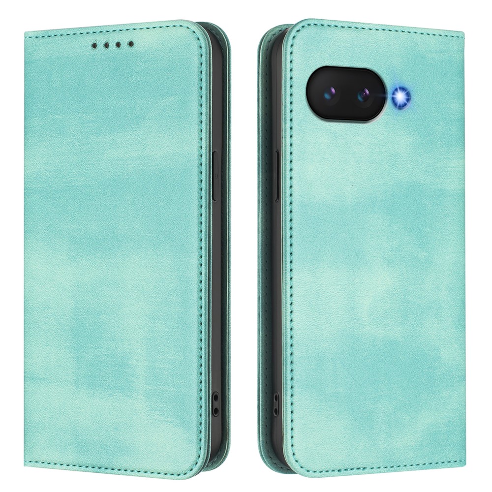 For Google Pixel 9a Wallet Cases Retro Texture RFID Blocking Leather Phone Cover - Mint Green