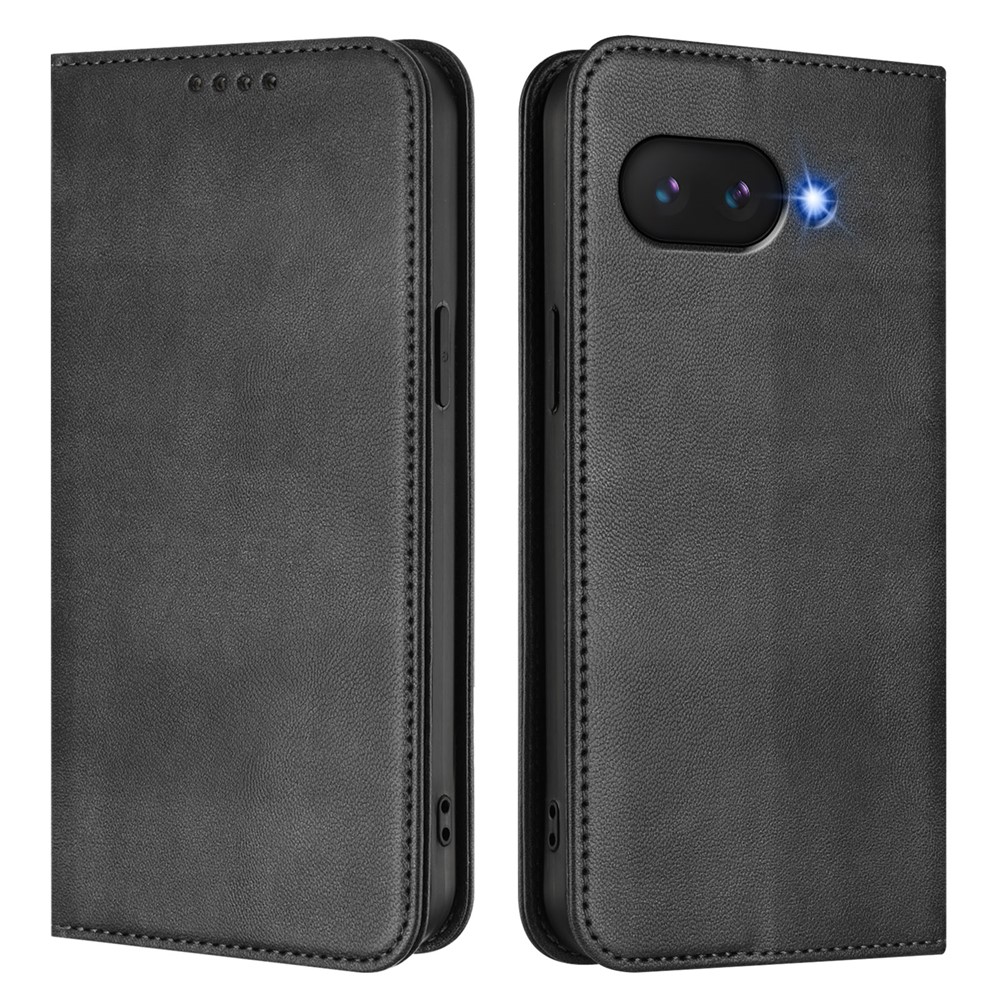 For Google Pixel 9a Wallet Cases Retro Texture RFID Blocking Leather Phone Cover - Black