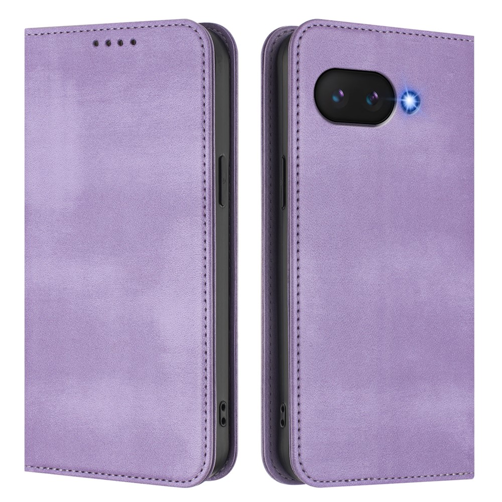 For Google Pixel 9a Wallet Cases Retro Texture RFID Blocking Leather Phone Cover - Light Purple