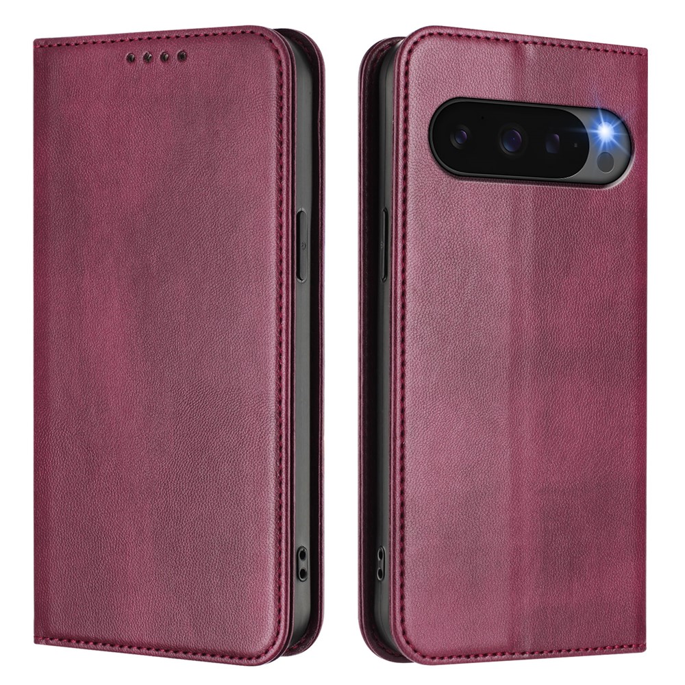 For Google Pixel 9 Wallet Cases Retro Texture RFID Blocking Leather Phone Cover - Wine Red