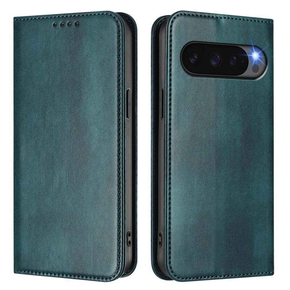 For Google Pixel 9 Wallet Cases Retro Texture RFID Blocking Leather Phone Cover - Dark Green