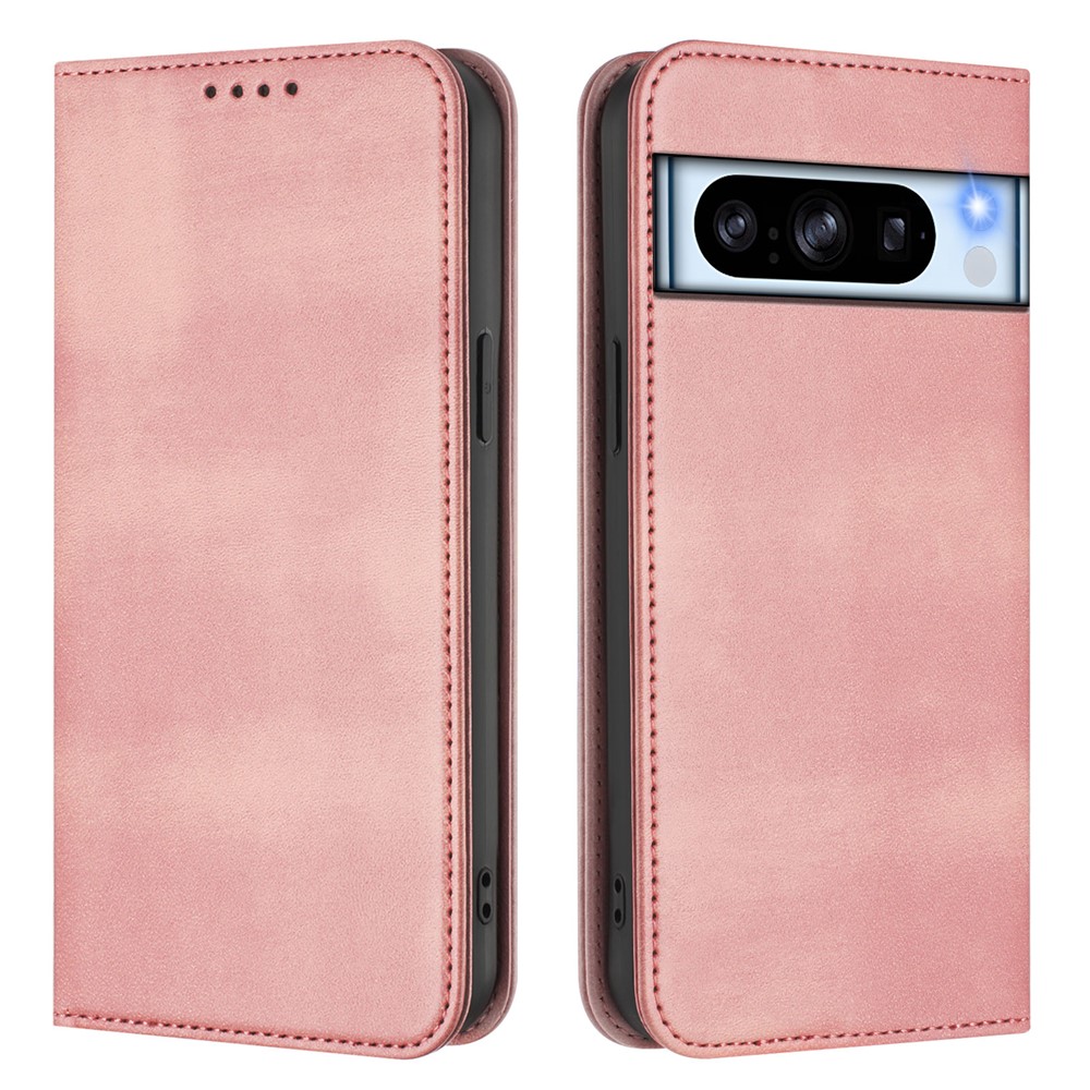 For Google Pixel 8 Pro Wallet Cases Retro Texture RFID Blocking Leather Phone Cover - Pink