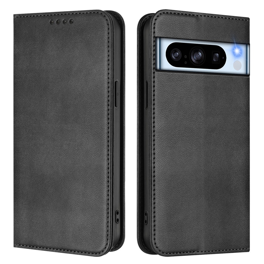 For Google Pixel 8 Pro Wallet Cases Retro Texture RFID Blocking Leather Phone Cover - Black