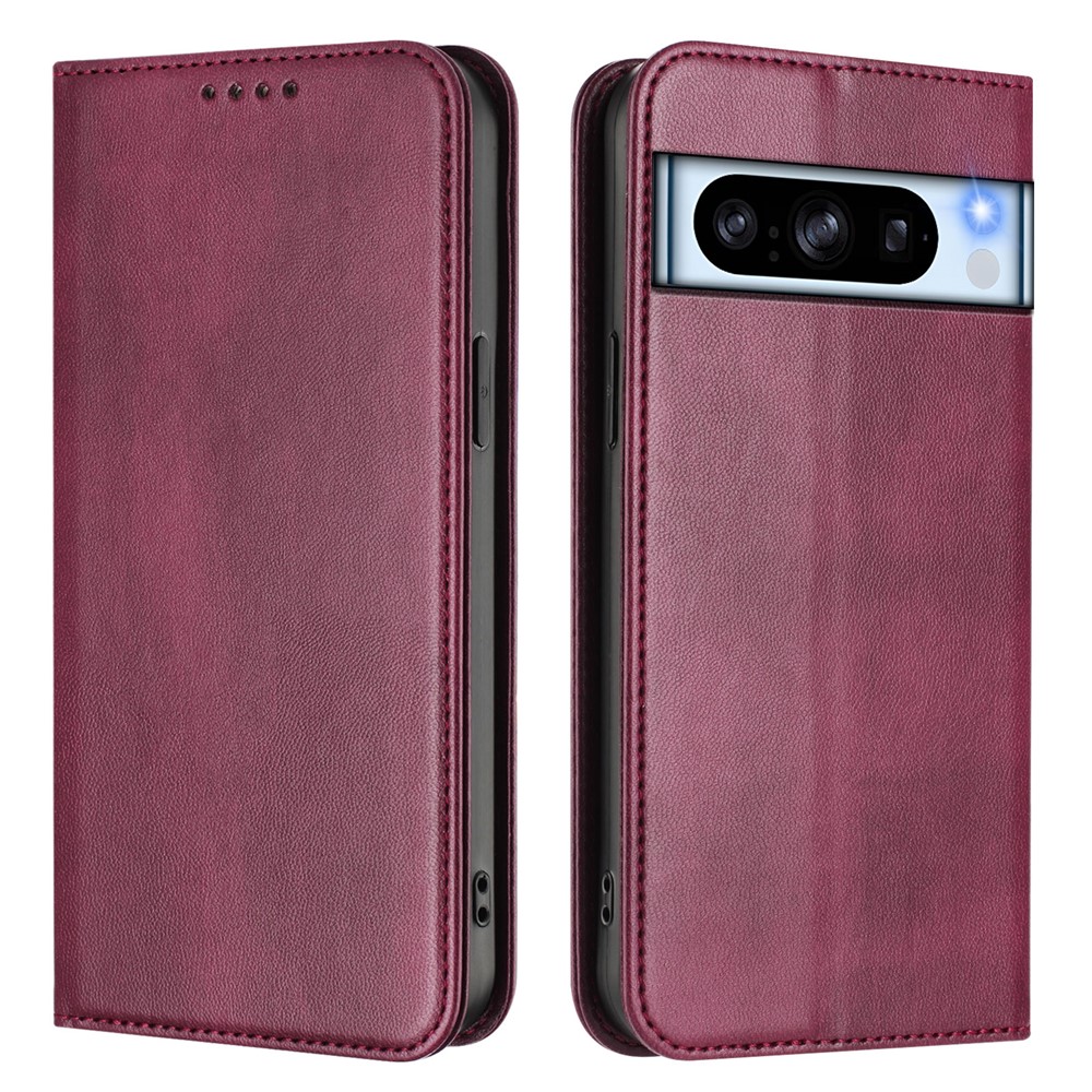 For Google Pixel 8 Pro Wallet Cases Retro Texture RFID Blocking Leather Phone Cover - Wine Red