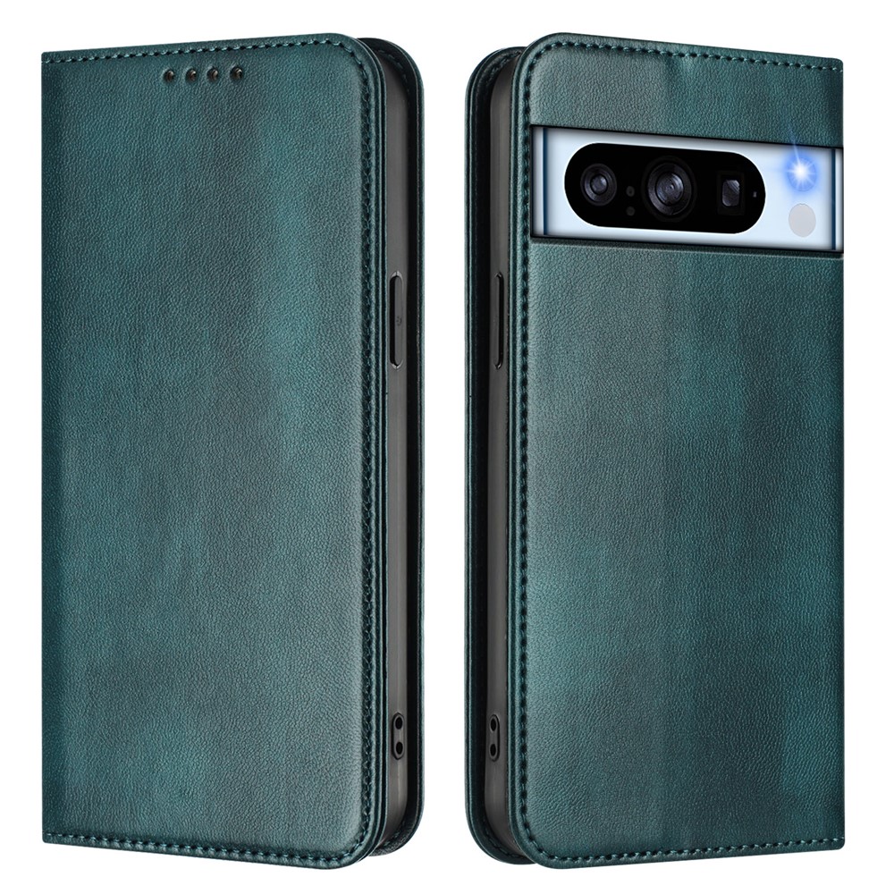 For Google Pixel 8 Pro Wallet Cases Retro Texture RFID Blocking Leather Phone Cover - Dark Green