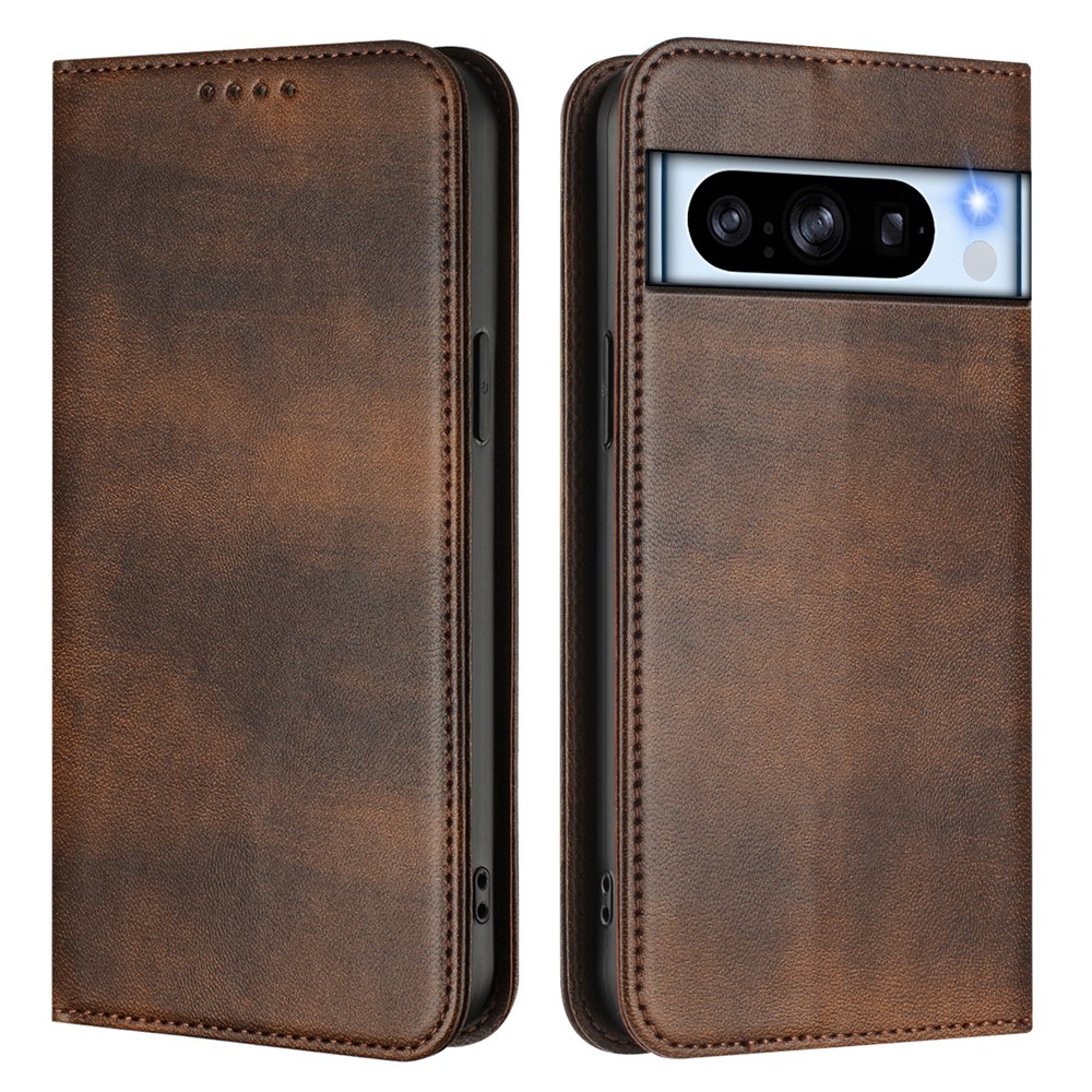 For Google Pixel 8 Pro Wallet Cases Retro Texture RFID Blocking Leather Phone Cover - Brown