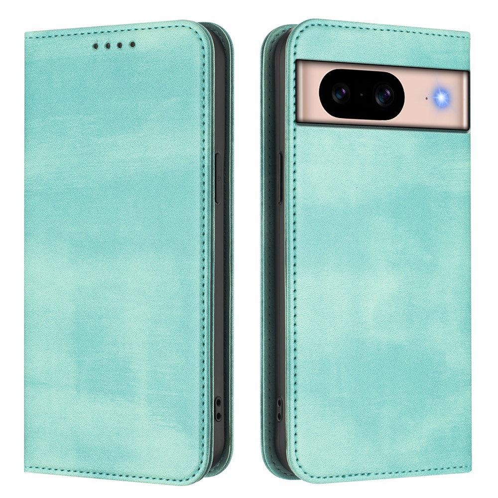 For Google Pixel 8a Wallet Cases Retro Texture RFID Blocking Leather Phone Cover - Mint Green