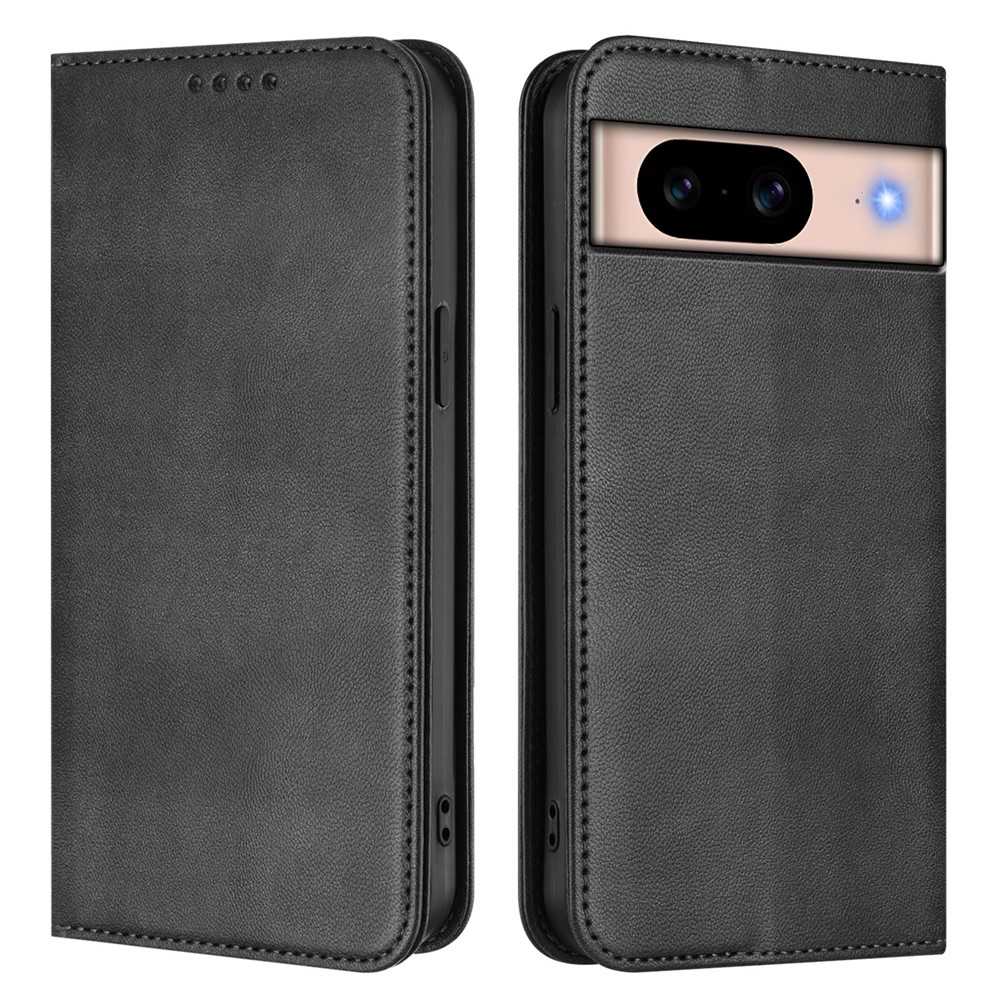 For Google Pixel 8a Wallet Cases Retro Texture RFID Blocking Leather Phone Cover - Black