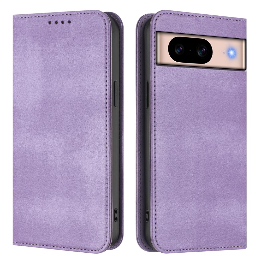 For Google Pixel 8a Wallet Cases Retro Texture RFID Blocking Leather Phone Cover - Light Purple