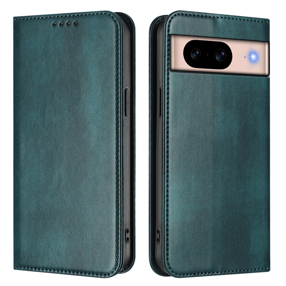 For Google Pixel 8a Wallet Cases Retro Texture RFID Blocking Leather Phone Cover - Dark Green