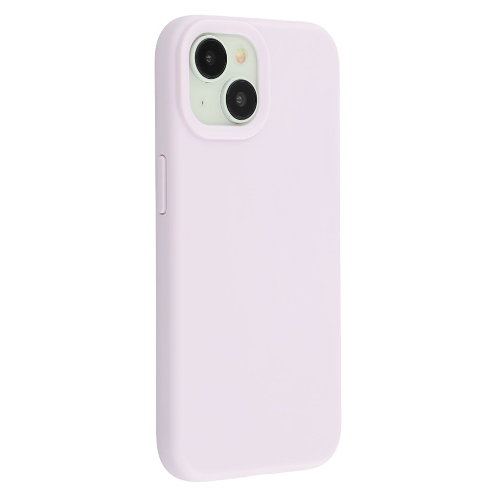 For iPhone 13 Case 2.0mm Thick Solid Color Soft TPU Phone Back Cover Large Lens Cutout - Light Purple