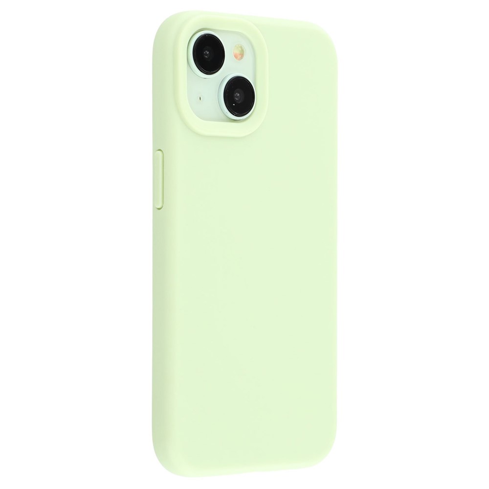 For iPhone 13 Case 2.0mm Thick Solid Color Soft TPU Phone Back Cover Large Lens Cutout - Matcha Green