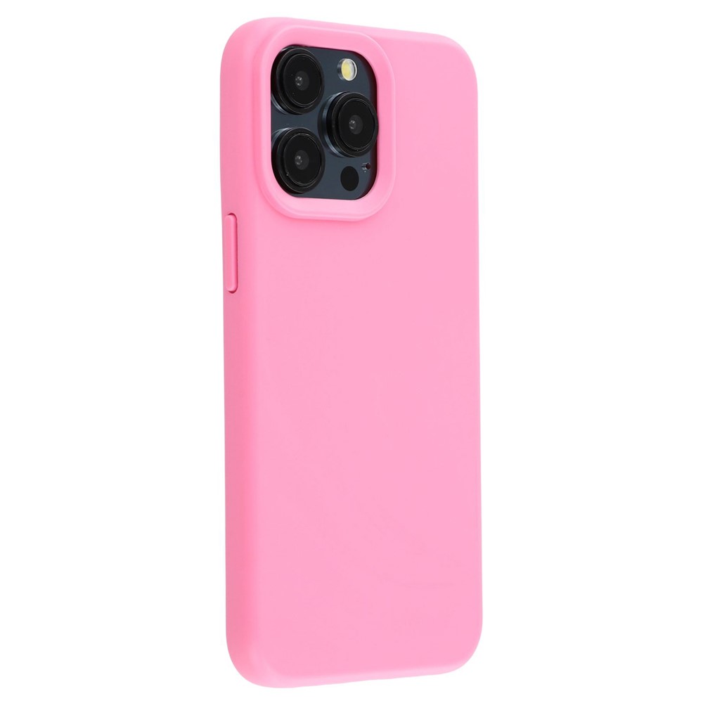 For iPhone 15 Pro Case 2.0mm Thick Solid Color Soft TPU Phone Back Cover Large Lens Cutout - Rose