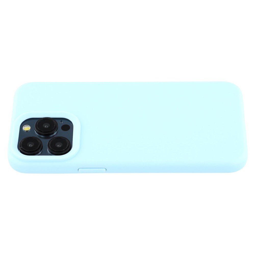 For iPhone 15 Pro Case 2.0mm Thick Solid Color Soft TPU Phone Back Cover Large Lens Cutout - Sky Blue