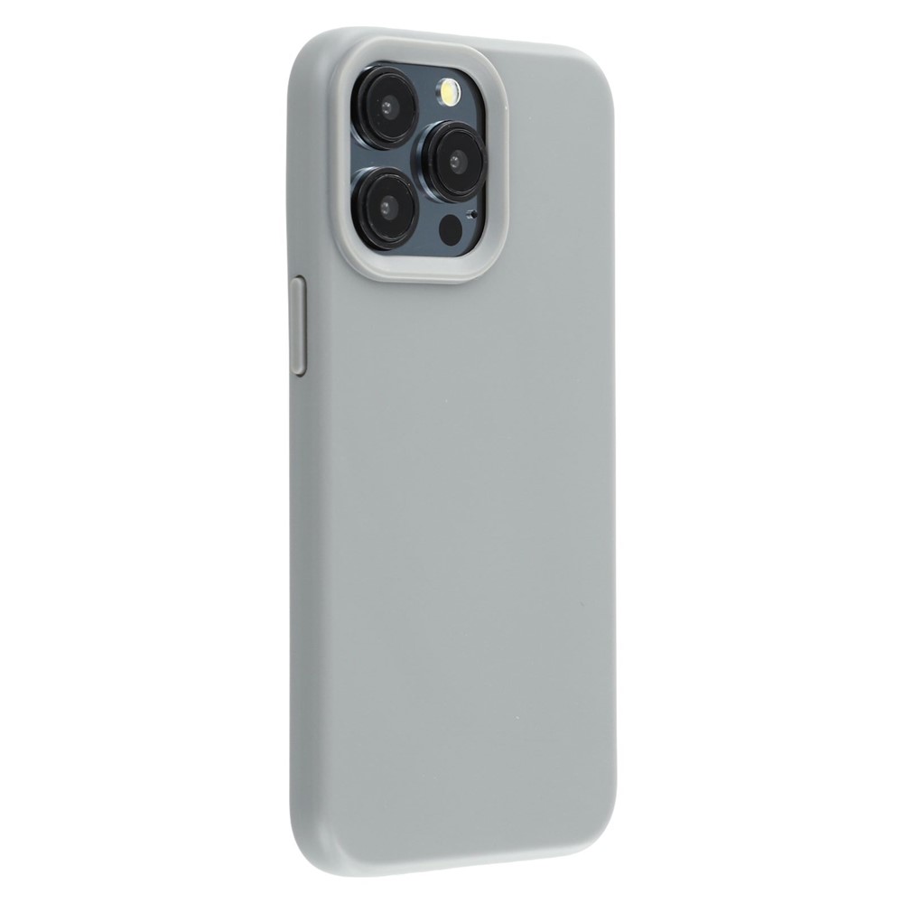For iPhone 15 Pro Case 2.0mm Thick Solid Color Soft TPU Phone Back Cover Large Lens Cutout - Grey