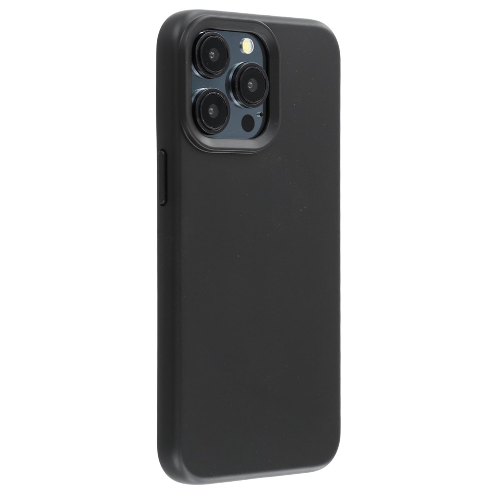 For iPhone 15 Pro Case 2.0mm Thick Solid Color Soft TPU Phone Back Cover Large Lens Cutout - Black