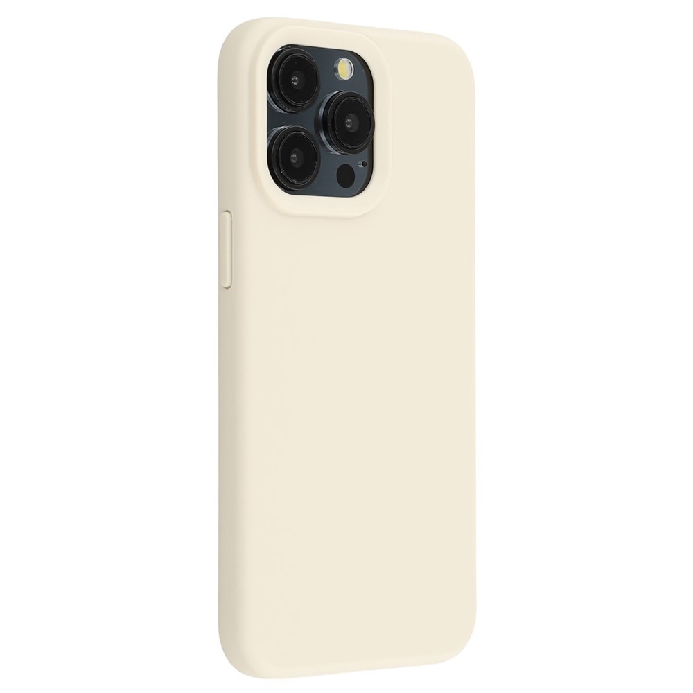 For iPhone 15 Pro Max Case 2.0mm Thick Solid Color Soft TPU Phone Back Cover Large Lens Cutout - Antique White