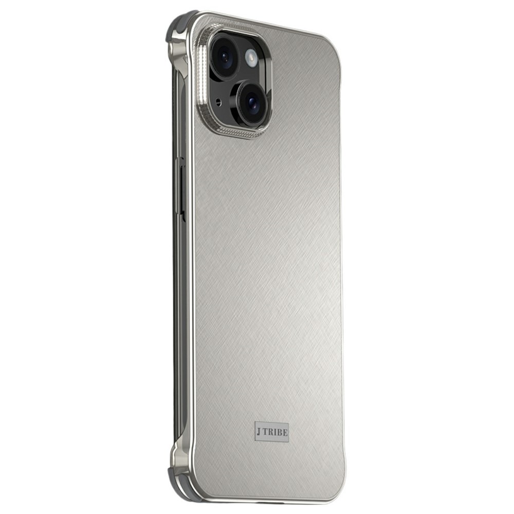 For iPhone 15 Case PC + Silicone + Alloy Matte Phone Cover - Titanium