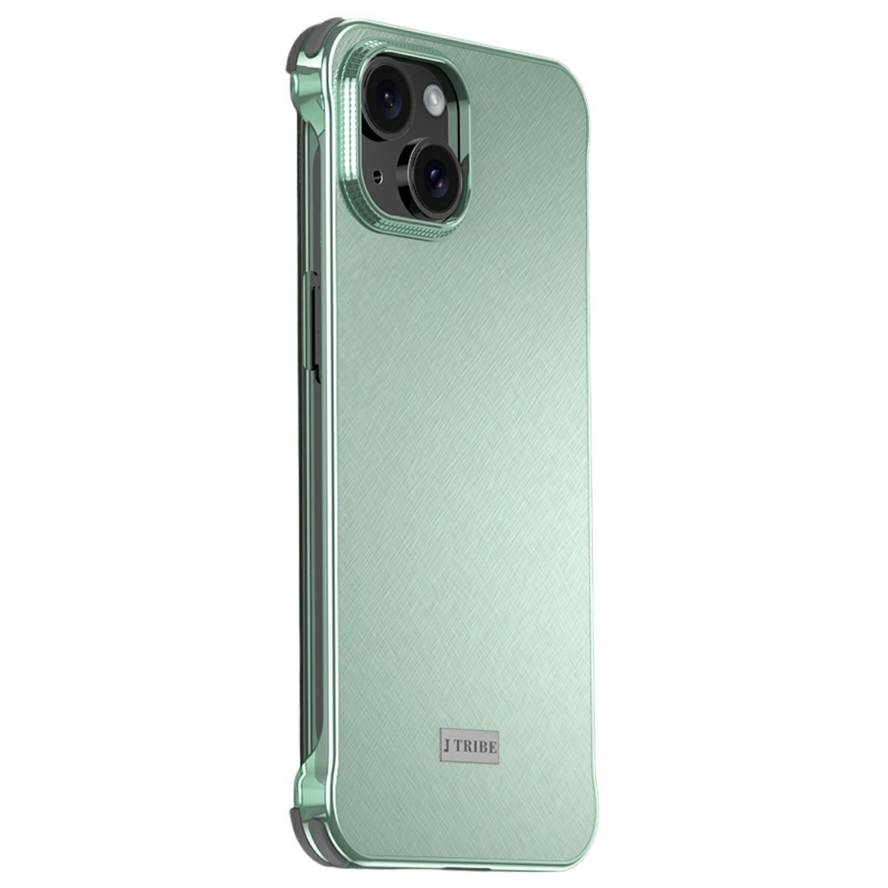 For iPhone 15 Case PC + Silicone + Alloy Matte Phone Cover - Cyan