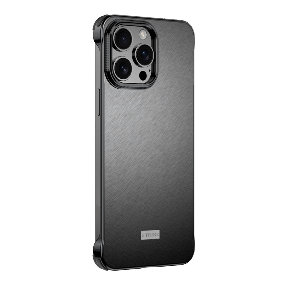 For iPhone 15 Pro Case PC + Silicone + Alloy Matte Phone Cover - Black