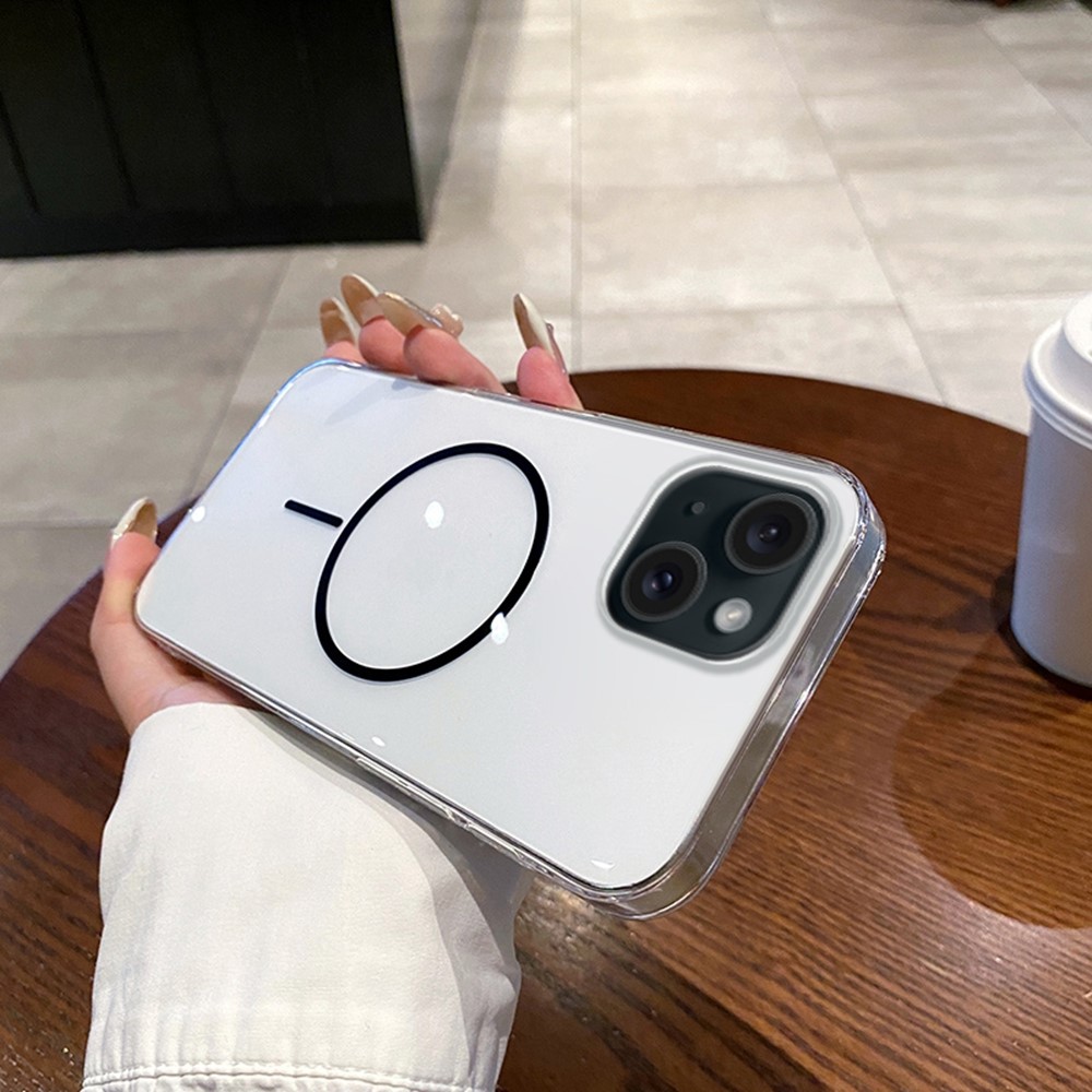 For iPhone 14 / 13 Case Compatible with MagSafe Clear Slim PC Phone Back Cover - Transparent Black