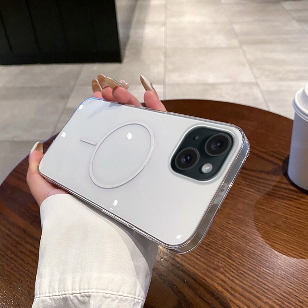 For iPhone 14 / 13 Case Compatible with MagSafe Clear Slim PC Phone Back Cover - Transparent White