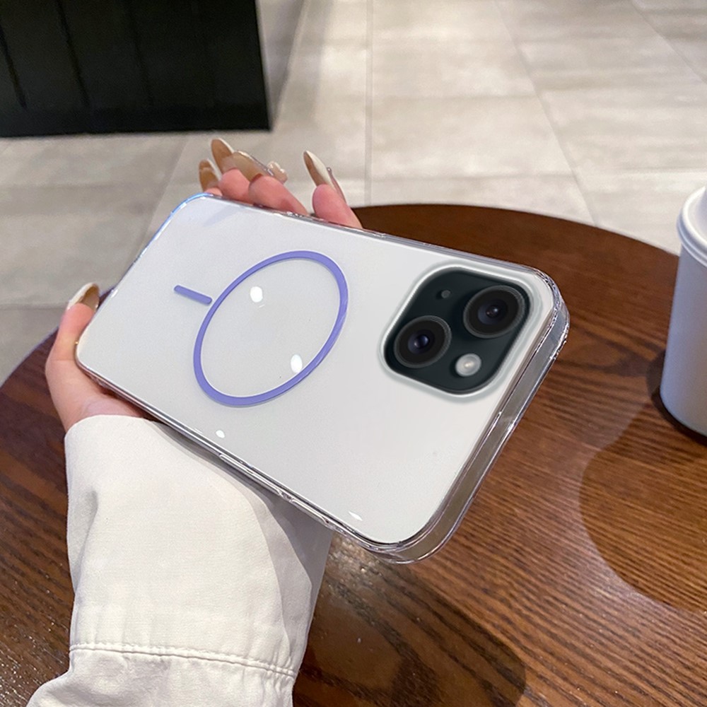 For iPhone 14 / 13 Case Compatible with MagSafe Clear Slim PC Phone Back Cover - Transparent Purple