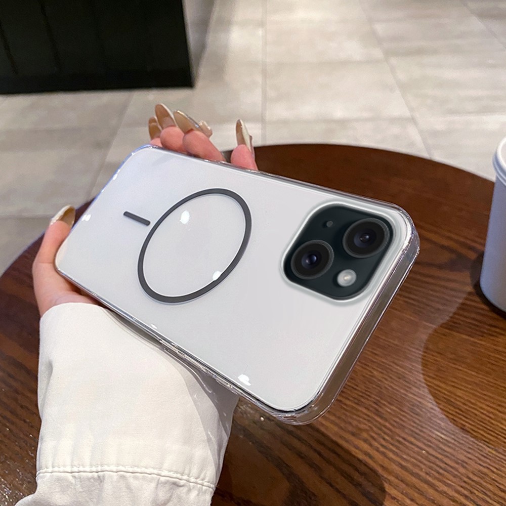 For iPhone 14 / 13 Case Compatible with MagSafe Clear Slim PC Phone Back Cover - Transparent Grey