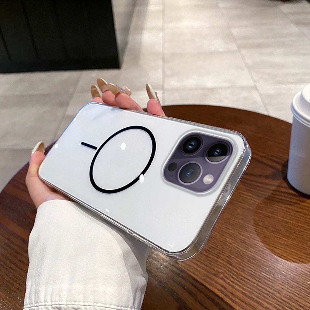 For iPhone 14 Pro Max Case Compatible with MagSafe Clear Slim PC Phone Back Cover - Transparent Black