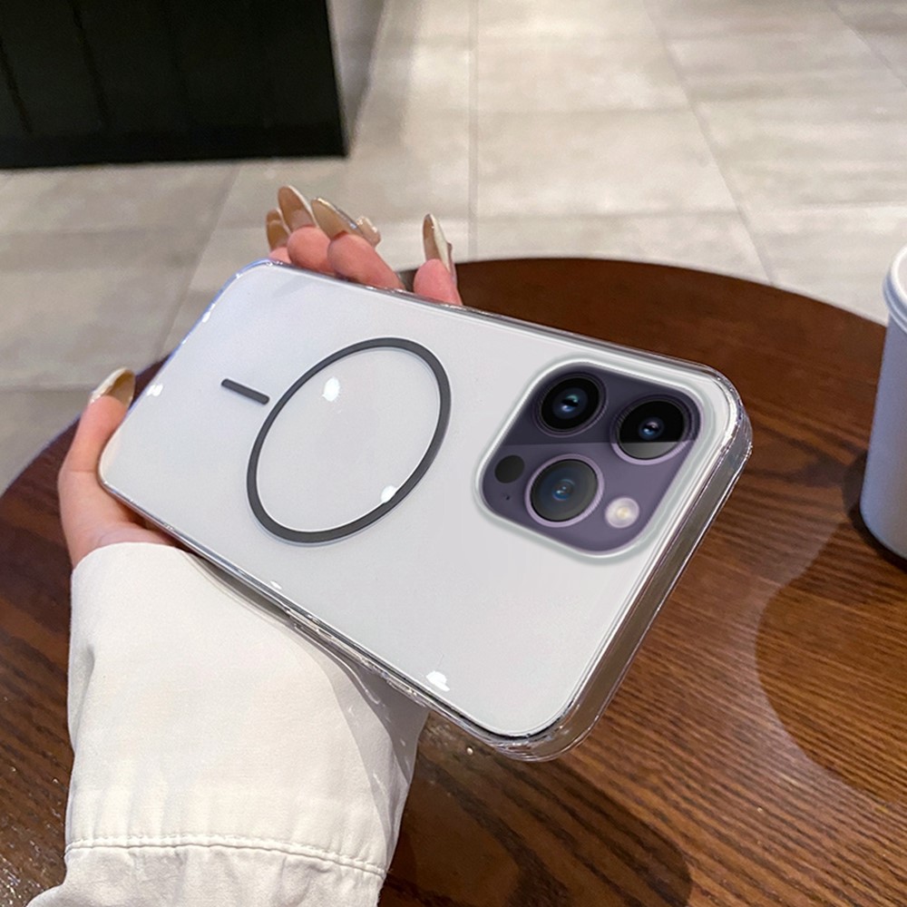 For iPhone 14 Pro Max Case Compatible with MagSafe Clear Slim PC Phone Back Cover - Transparent Grey