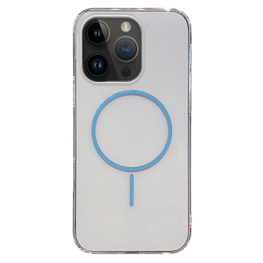 For iPhone 14 Pro Case Compatible with MagSafe Clear Slim PC Phone Back Cover - Transparent Blue