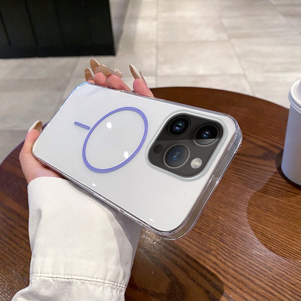 For iPhone 14 Pro Case Compatible with MagSafe Clear Slim PC Phone Back Cover - Transparent Purple