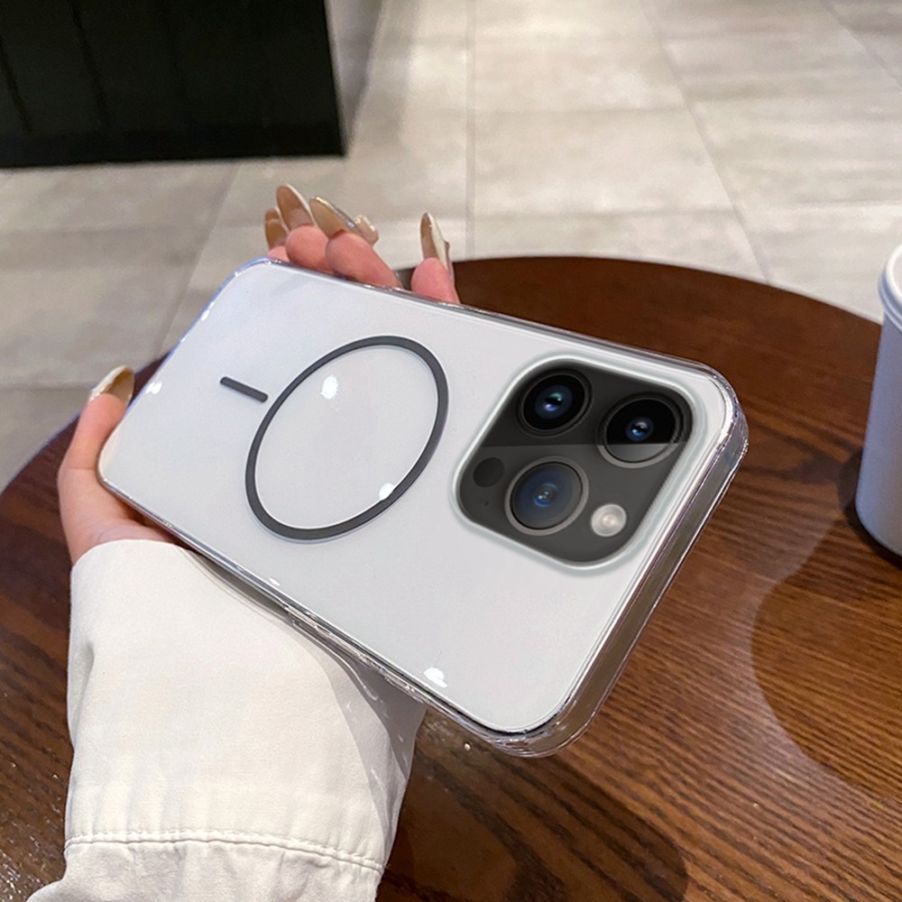 For iPhone 14 Pro Case Compatible with MagSafe Clear Slim PC Phone Back Cover - Transparent Grey