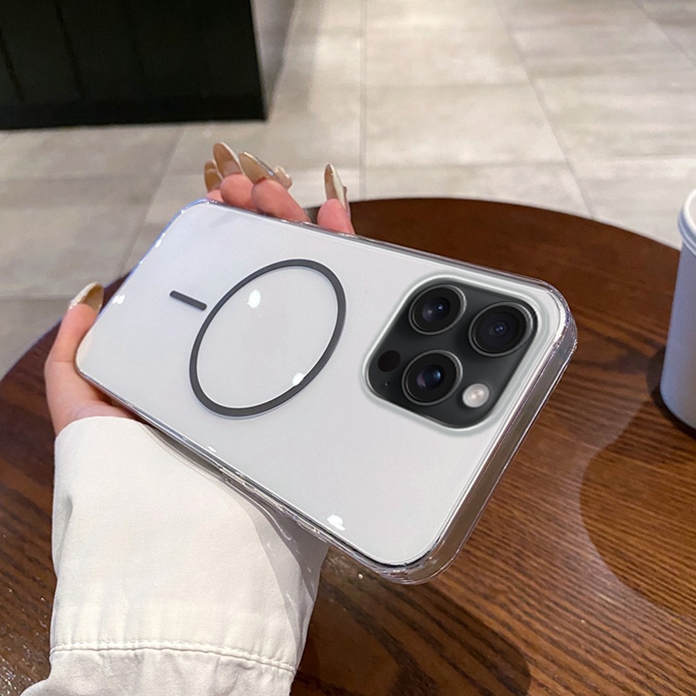 For iPhone 15 Pro Max Case Compatible with MagSafe Clear Slim PC Phone Back Cover - Transparent Grey