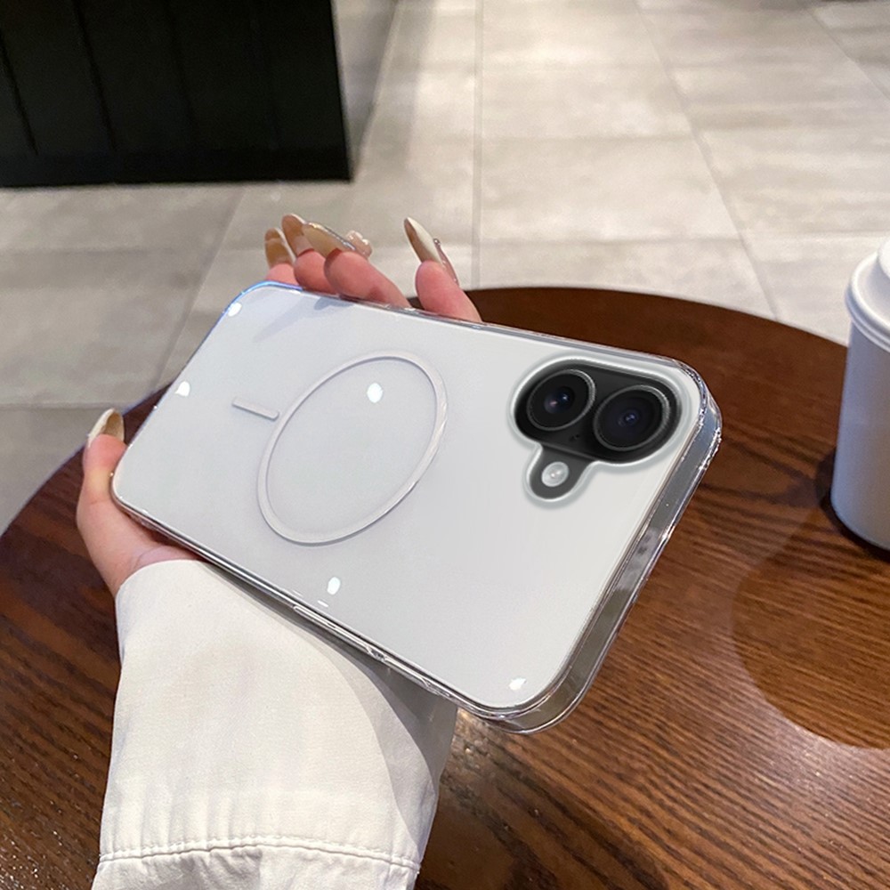 For iPhone 16 Plus Case Compatible with MagSafe Clear Slim PC Phone Back Cover - Transparent White