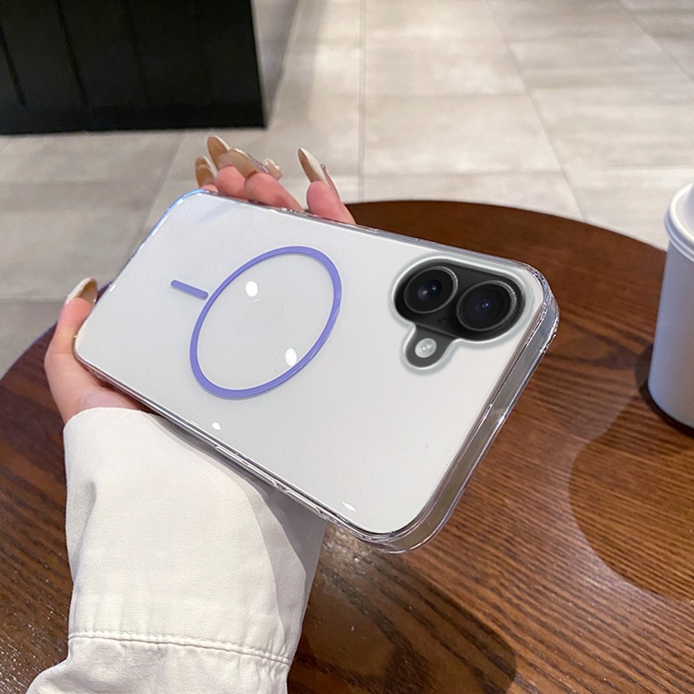 For iPhone 16 Plus Case Compatible with MagSafe Clear Slim PC Phone Back Cover - Transparent Purple