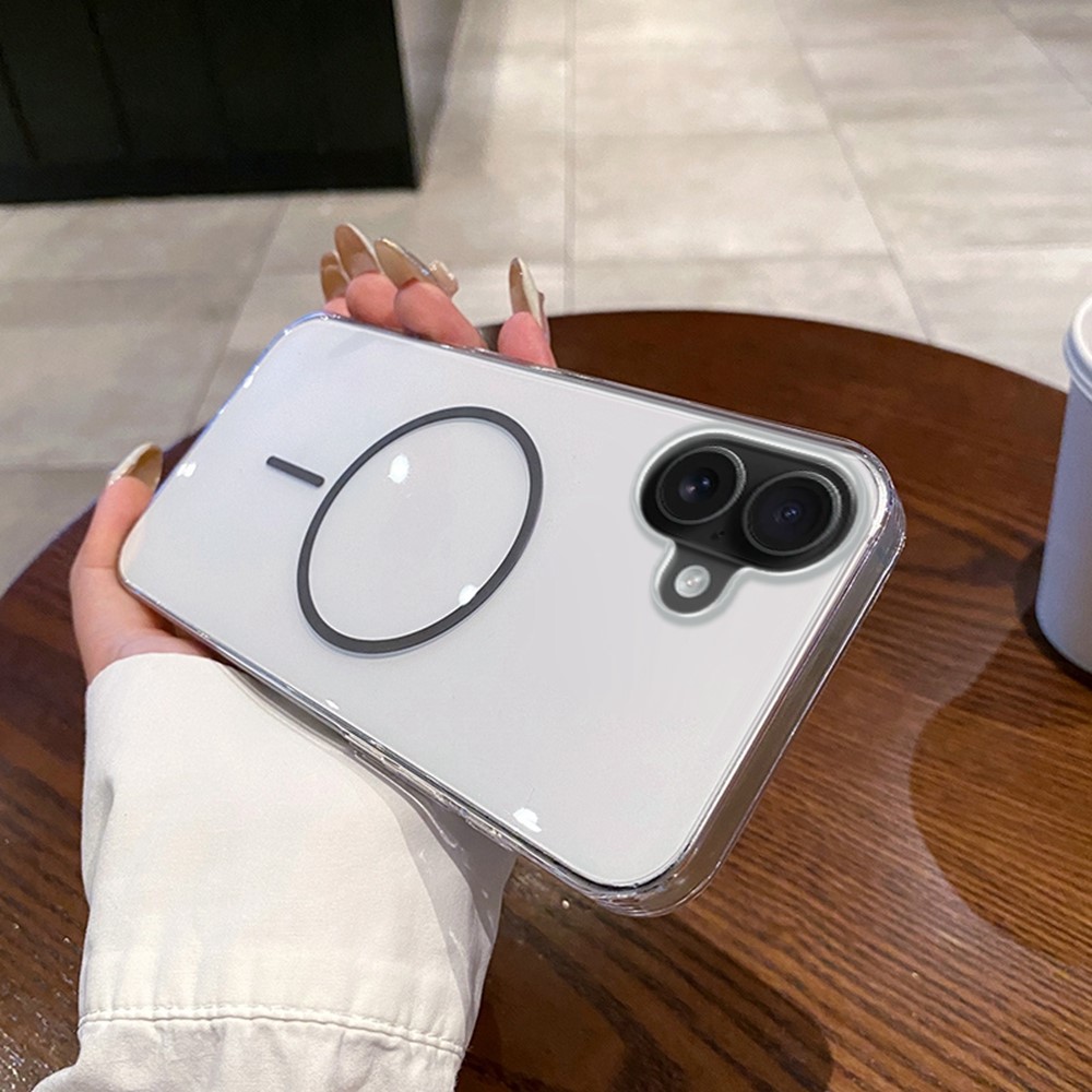 For iPhone 16 Plus Case Compatible with MagSafe Clear Slim PC Phone Back Cover - Transparent Grey