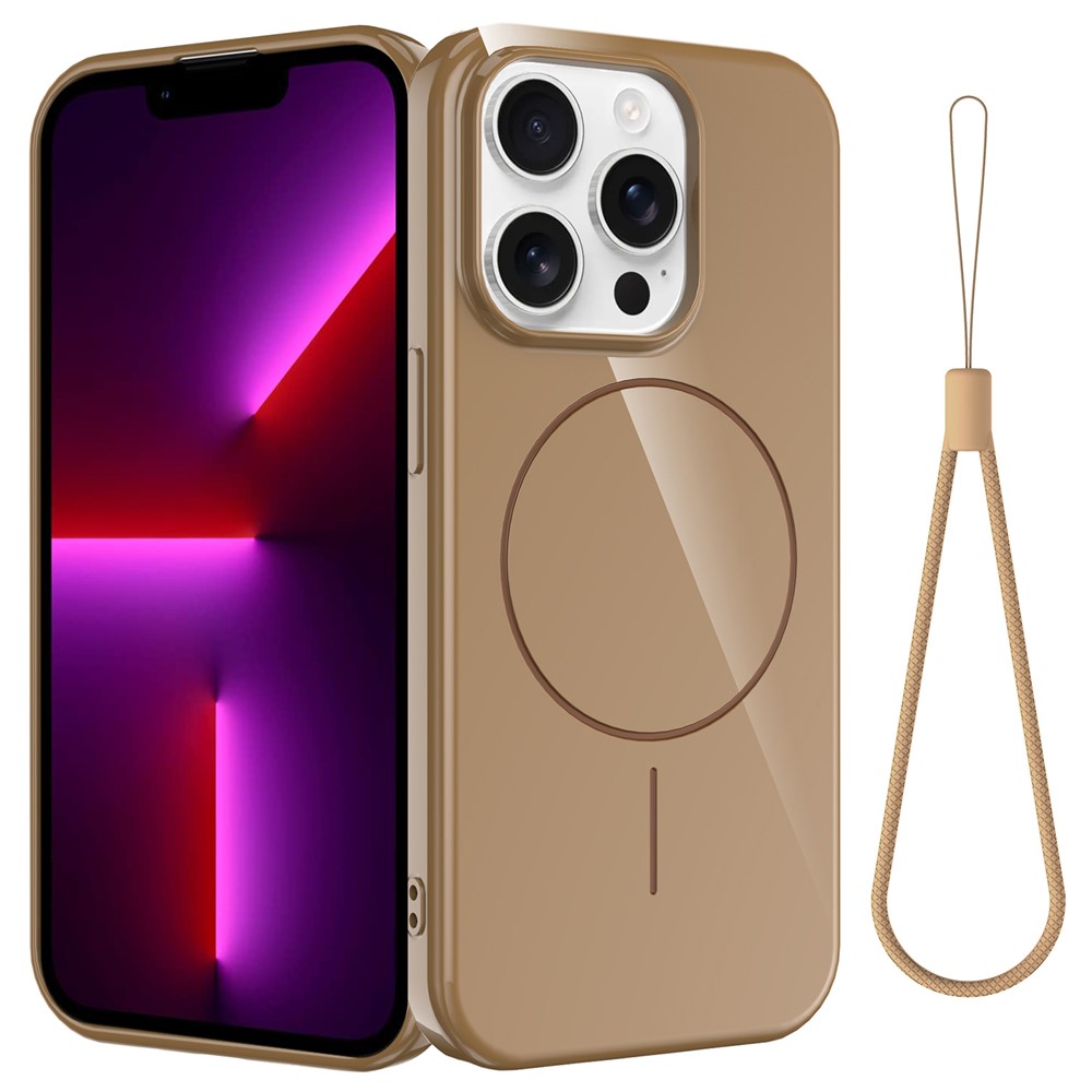 Bulk Purchasing For iPhone 13 Pro Magnetic Case Compatible with MagSafe TPU Phone Back Cover with Lanyard - Desert Gold